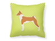 Basenji Checkerboard Green Fabric Decorative Pillow BB3874PW1818