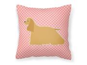 Cocker Spaniel Checkerboard Pink Fabric Decorative Pillow BB3586PW1818
