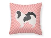 Japanese Chin Checkerboard Pink Fabric Decorative Pillow BB3637PW1818