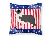 USA Patriotic Black Border Collie Fabric Decorative Pillow BB3323PW1414