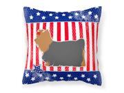 USA Patriotic Yorkshire Terrier Yorkie Fabric Decorative Pillow BB3334PW1414