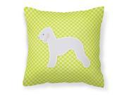 Bedlington Terrier Checkerboard Green Fabric Decorative Pillow BB3794PW1818