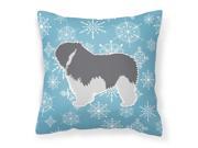 Winter Snowflake Polish Lowland Sheepdog Dog Fabric Decorative Pillow BB3532PW1818