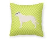 Dogo Argentino Checkerboard Green Fabric Decorative Pillow BB3867PW1818