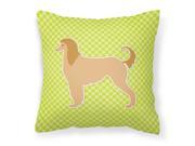 Afghan Hound Checkerboard Green Fabric Decorative Pillow BB3806PW1818