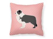 Black Border Collie Checkerboard Pink Fabric Decorative Pillow BB3623PW1414