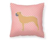 Bullmastiff Checkerboard Pink Fabric Decorative Pillow BB3671PW1414
