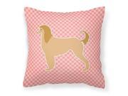 Afghan Hound Checkerboard Pink Fabric Decorative Pillow BB3606PW1818