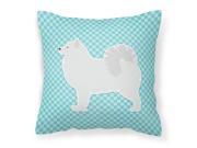 Samoyed Checkerboard Blue Fabric Decorative Pillow BB3759PW1818