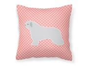 Spanish Water Dog Checkerboard Pink Fabric Decorative Pillow BB3615PW1414