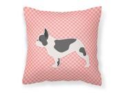 French Bulldog Checkerboard Pink Fabric Decorative Pillow BB3641PW1818