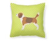 Beagle Checkerboard Green Fabric Decorative Pillow BB3810PW1414