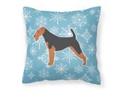 Winter Snowflake Airedale Terrier Fabric Decorative Pillow BB3557PW1818