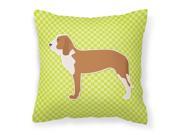 Spanish Hound Checkerboard Green Fabric Decorative Pillow BB3791PW1414
