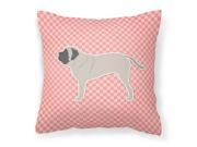 English Mastiff Checkerboard Pink Fabric Decorative Pillow BB3656PW1818