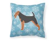 Winter Snowflake Welsh Terrier Fabric Decorative Pillow BB3485PW1414