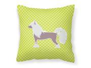 Chinese Crested Checkerboard Green Fabric Decorative Pillow BB3843PW1414