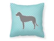 Irish Wolfhound Checkerboard Blue Fabric Decorative Pillow BB3703PW1818