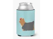 Yorkshire Terrier Yorkie Checkerboard Blue Can or Bottle Hugger BB3734CC