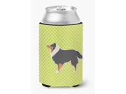 Sheltie Shetland Sheepdog Checkerboard Green Can or Bottle Hugger BB3830CC