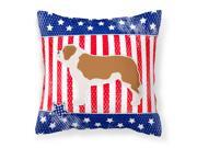 USA Patriotic Saint Bernard Fabric Decorative Pillow BB3376PW1414
