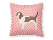 Grand Basset Griffon Vendeen Checkerboard Pink Fabric Decorative Pillow BB3590PW1818