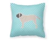 English Mastiff Checkerboard Blue Fabric Decorative Pillow BB3756PW1414