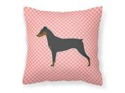 German Pinscher Checkerboard Pink Fabric Decorative Pillow BB3613PW1818
