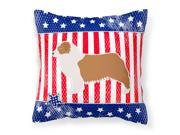 USA Patriotic Australian Shepherd Dog Fabric Decorative Pillow BB3333PW1414