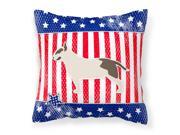 USA Patriotic Bull Terrier Fabric Decorative Pillow BB3378PW1818