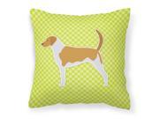 American Foxhound Checkerboard Green Fabric Decorative Pillow BB3798PW1414