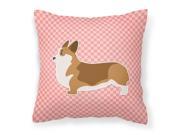Corgi Checkerboard Pink Fabric Decorative Pillow BB3620PW1414