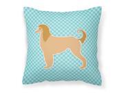 Afghan Hound Checkerboard Blue Fabric Decorative Pillow BB3706PW1818