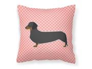 Dachshund Checkerboard Pink Fabric Decorative Pillow BB3582PW1818