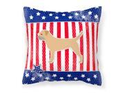 USA Patriotic Border Terrier Fabric Decorative Pillow BB3289PW1414
