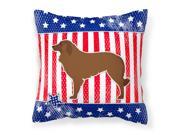 USA Patriotic Portuguese Sheepdog Dog Fabric Decorative Pillow BB3331PW1414