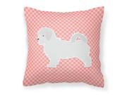 Maltese Checkerboard Pink Fabric Decorative Pillow BB3636PW1818