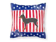 USA Patriotic Toy Fox Terrier Fabric Decorative Pillow BB3287PW1414