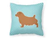 Norfolk Terrier Checkerboard Blue Fabric Decorative Pillow BB3709PW1414