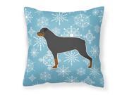 Winter Snowflake Rottweiler Fabric Decorative Pillow BB3566PW1414