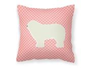 Komondor Checkerboard Pink Fabric Decorative Pillow BB3655PW1414