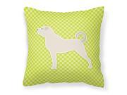 Anatolian Shepherd Checkerboard Green Fabric Decorative Pillow BB3877PW1414