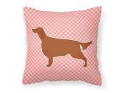 Irish Setter Checkerboard Pink Fabric Decorative Pillow BB3593PW1414
