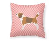 Beagle Checkerboard Pink Fabric Decorative Pillow BB3610PW1414