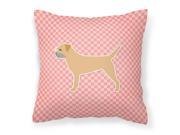 Border Terrier Checkerboard Pink Fabric Decorative Pillow BB3589PW1818