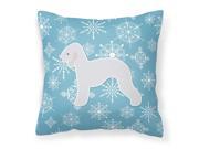 Winter Snowflake Bedlington Terrier Fabric Decorative Pillow BB3494PW1414