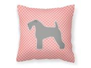 Kerry Blue Terrier Checkerboard Pink Fabric Decorative Pillow BB3592PW1414