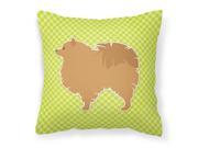 Pomeranian Checkerboard Green Fabric Decorative Pillow BB3842PW1414