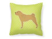 Shar Pei Checkerboard Green Fabric Decorative Pillow BB3852PW1414