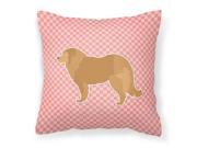 Caucasian Shepherd Dog Checkerboard Pink Fabric Decorative Pillow BB3625PW1414